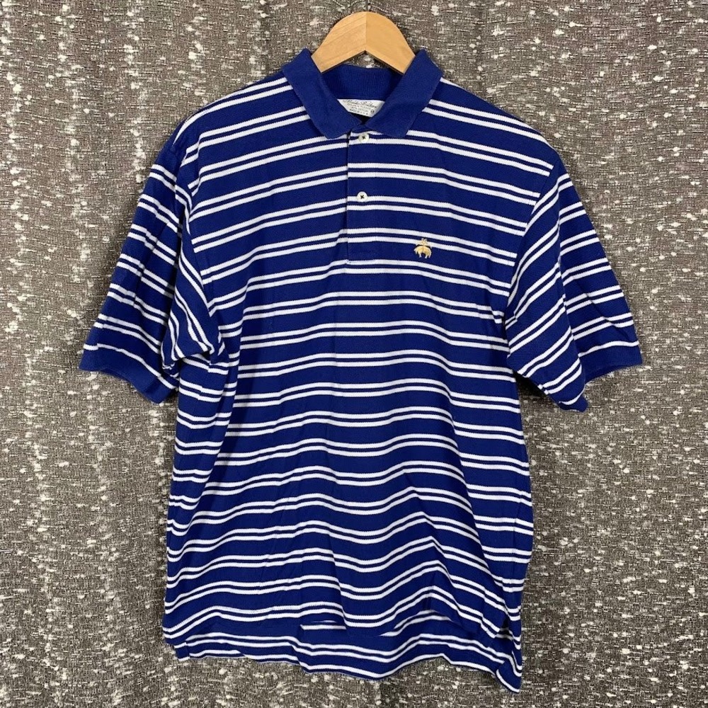 Vintage 90s Brooks Brothers Golden Fleece Polo Mens M Blue White Stripe USA